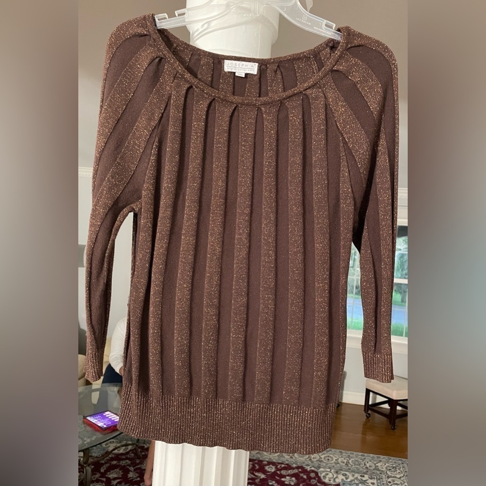 Joseph A women’s sparkling brown colored long sleeve knit sweater 89% Rayon. L